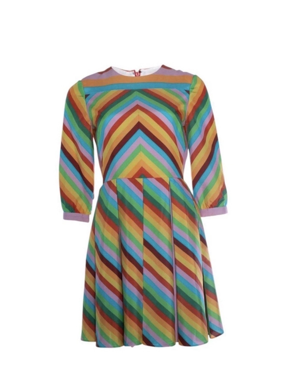 Valentino 2015 Rainbow Pleated Silk Dress